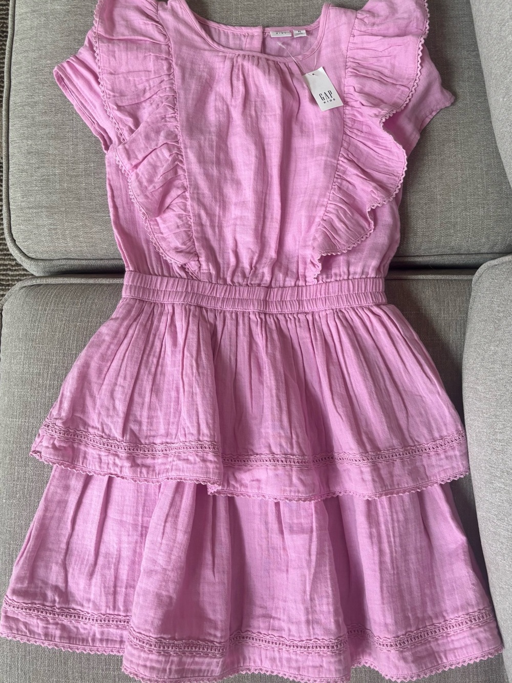 GAP Pink Ruffle Tiered Cotton Dress